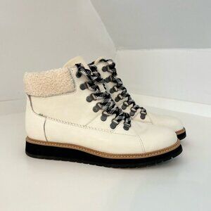 Toms White Waterproof Leather Lace Up Boots